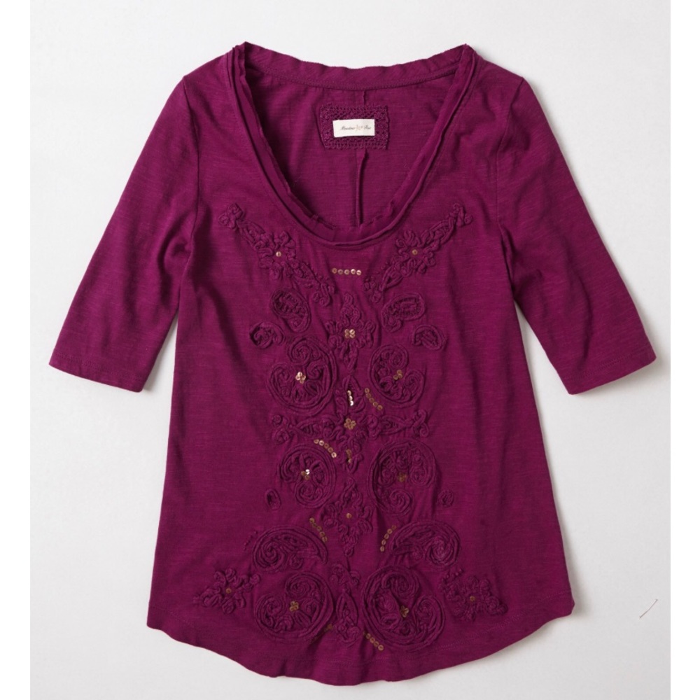 Anthropologie Meadow Rue French Knot Top in Plum